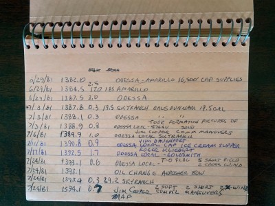 N1715D flight log, 1981