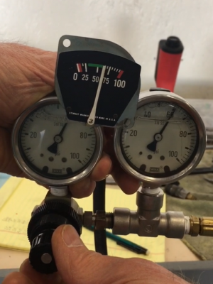 Oil pressure gauge calibration.
