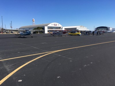 In front of the Hangar Hotel, Fredericksburg