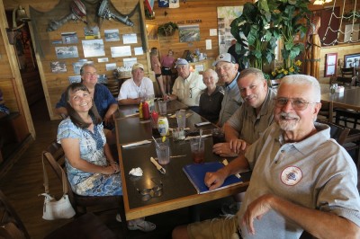 2022-8-6 Cedar Mills 3T0 (1) - Copy L-R Nancy Towle, Chris Cutler, Ray Walker, Chuck Miller, Vicky & Jim Yates, Karl Towle, Ken Peck. Photo by Naomi Goodlett.JPG